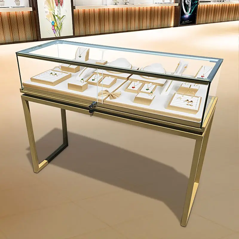 custom.Customized 3D Glass Jewelry Store Display Showcase LED Lighting Mall Kiosk Ideas Retail Shop