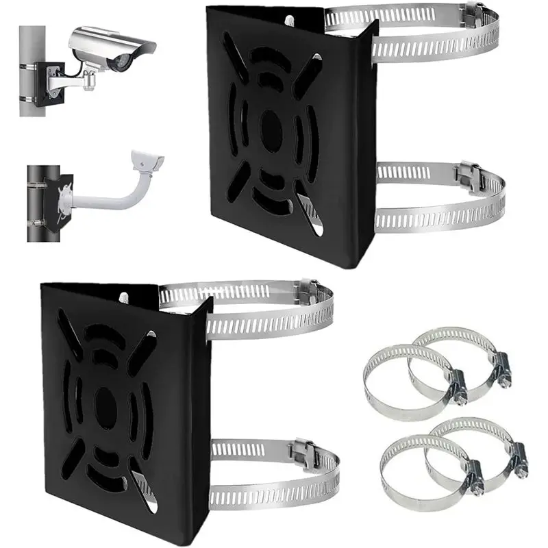ABZZ-For CCTV Security Camera PTZ Dome Vertical Pole Mount Adapter Bracket Black Universal Mounting Bracket