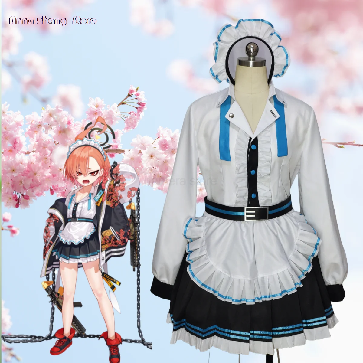 

Blue Archive Mikamo Neru Game Suit Lovely Maid Dress Uniform Cosplay Costume Halloween Carnival Party Role Play Outfit