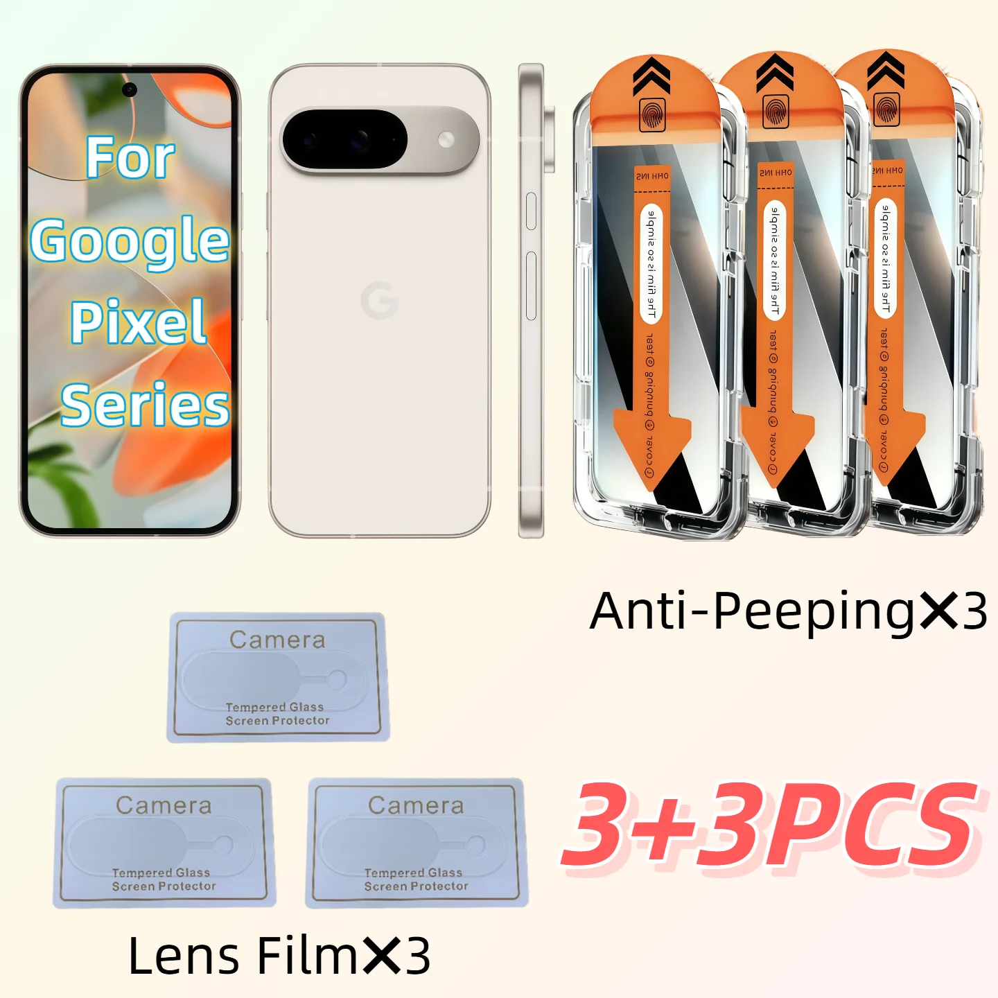 

Anti-spy screen protector (with camera lens protection set) for Google Pixel 6A/7/8/9/10 Pro/Pro XL series