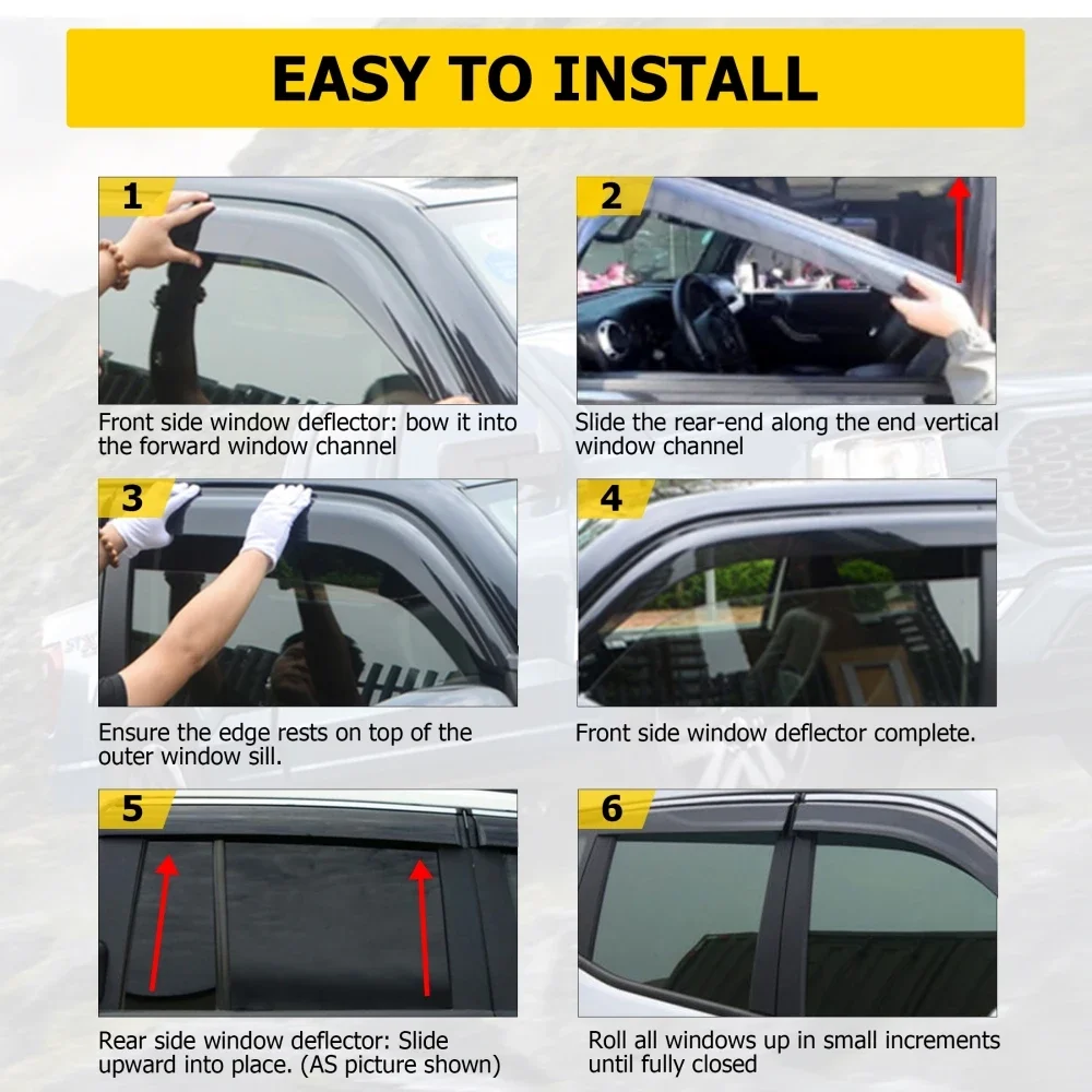 

Side Window Rain Awnings Shelters Deflector for Toyota Tundra CrewMax 2022 2023 Windowsheild Wind Sun Visor Ventilation Guard