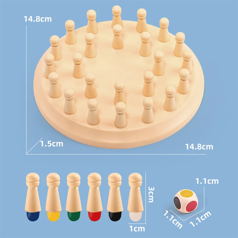Drewniane pamięciówki, gra w szachy z pałeczkami, kolorowa gra planszowa, puzzle, zabawka edukacyjna Montessori, zabawki edukacyjne rozwijające zdolności poznawcze dla dzieci.