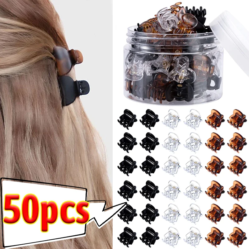 Mini Sweet Hairclaws for Women Girls Plastic Black Brown Clear Ponytail Holders Barrettes Hair Clips Clamp Headwear Accessories