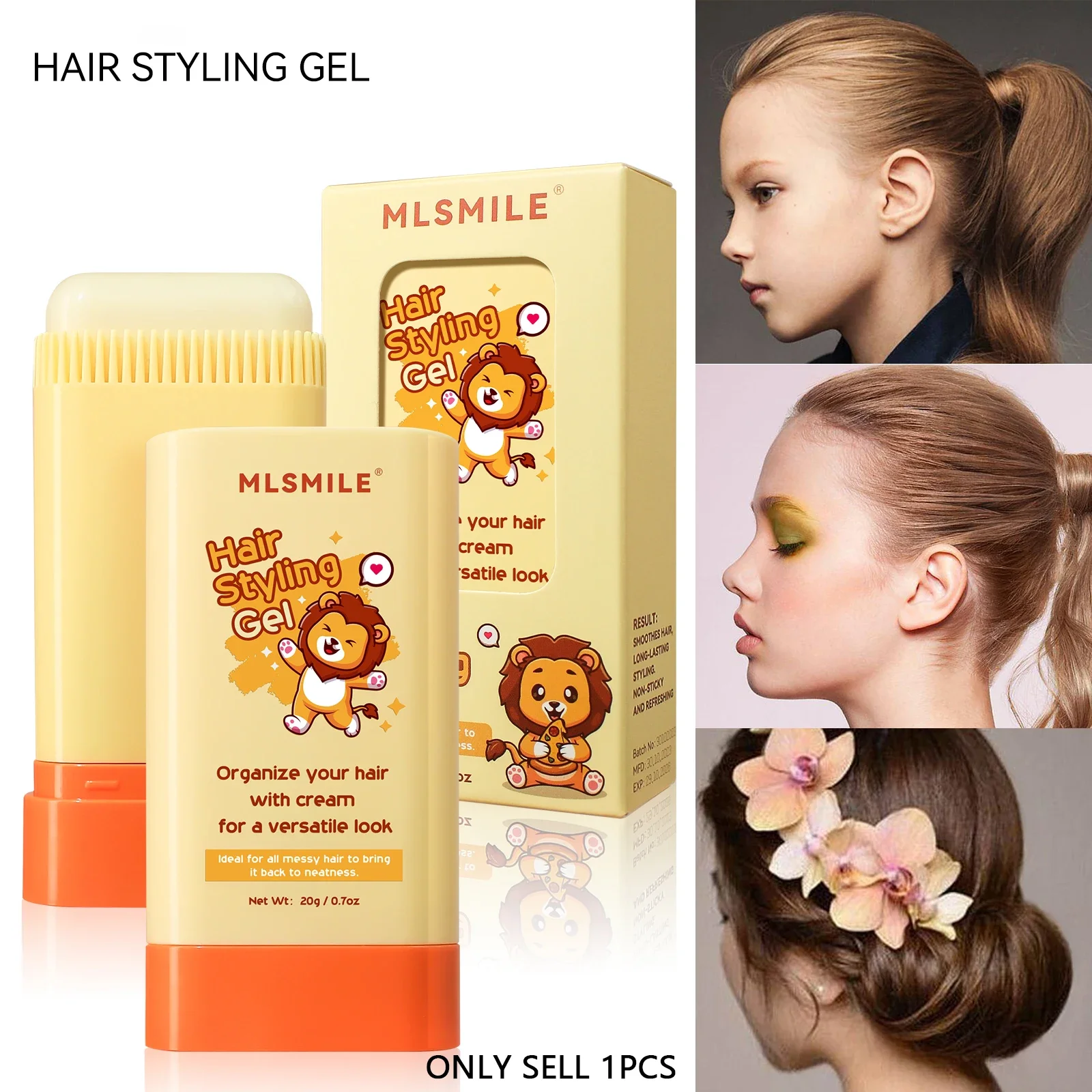 Hair Styling Gel Stick, 12H Long‑Lasting Hold, Non‑Greasy Tame Flyaways Broken Hair for Kids & Adults Daily Hairstyle