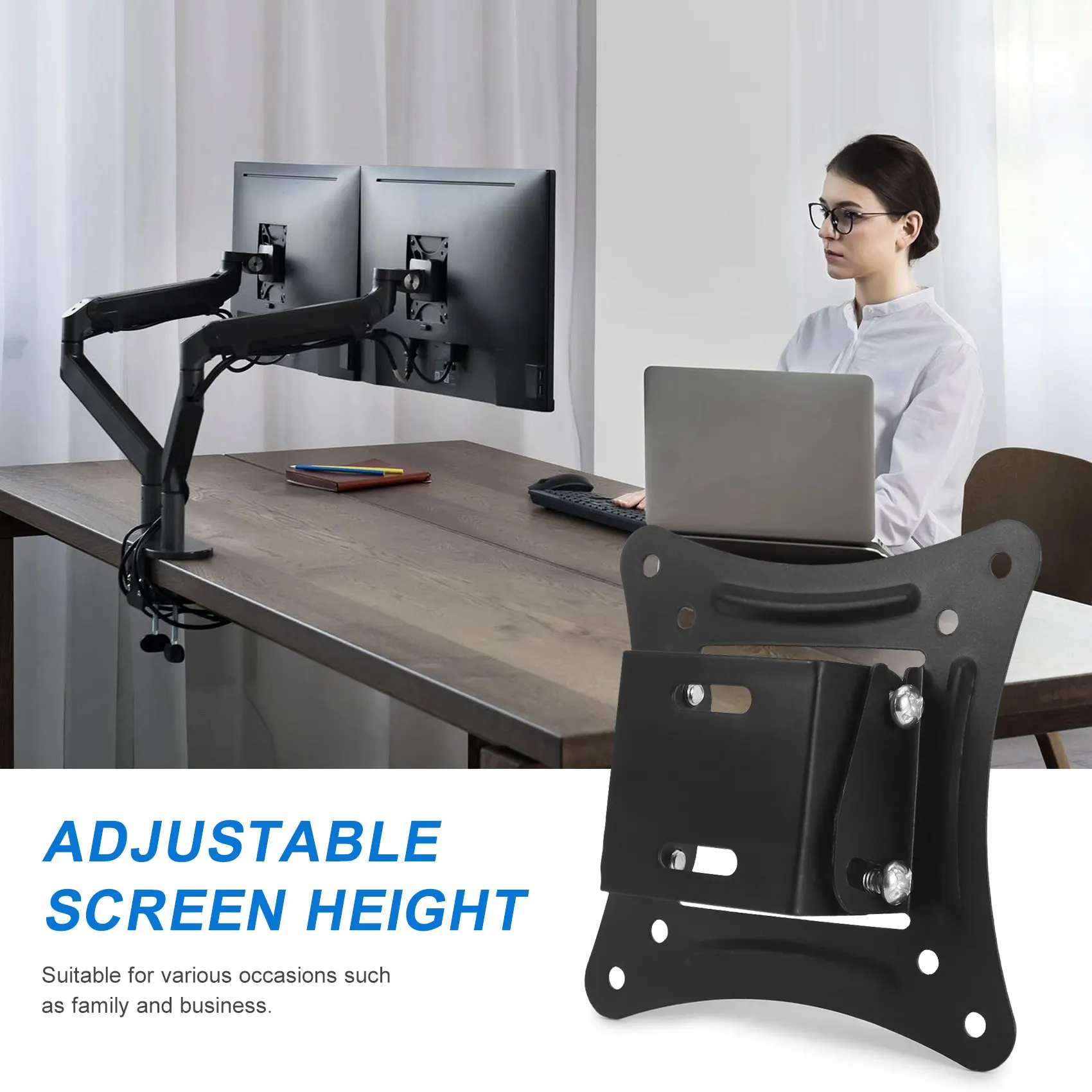 ขาตั้งติดผนังอเนกประสงค์สำหรับหน้าจอ LCD ขนาด14-27นิ้วปรับความสูงได้สำหรับ Tv-C12 VESA