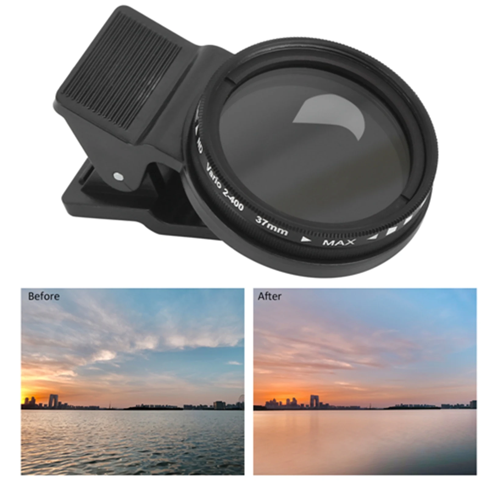 Lens Filter Mobile Phone Lens Filter Veledge 37mm Adjustable ND Lens Filter ND2‑400 Neutral Density for Different Brand Phones