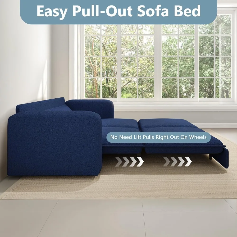 أريكة سرير بحجم كينج 3 في 1 أريكة قابلة للتحويل نائمة مريحة منجدة 3 مقاعد كرسي صالة Loveseat مع سرير قابل للسحب #3