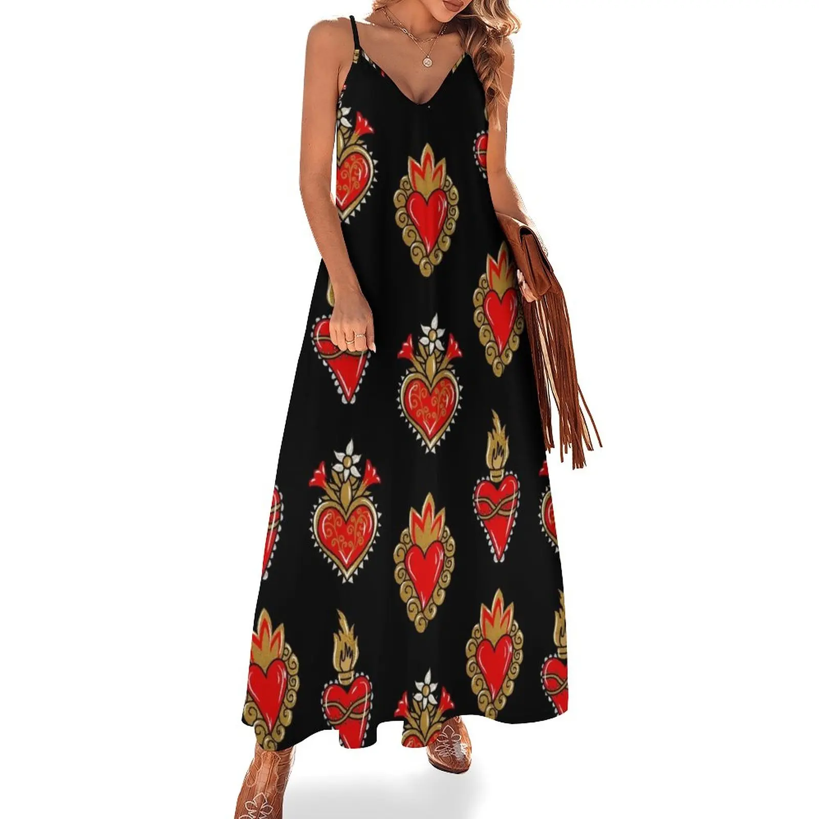 

New Sacred Heart Print Sleeveless Dress Clothing clothes Dress woman