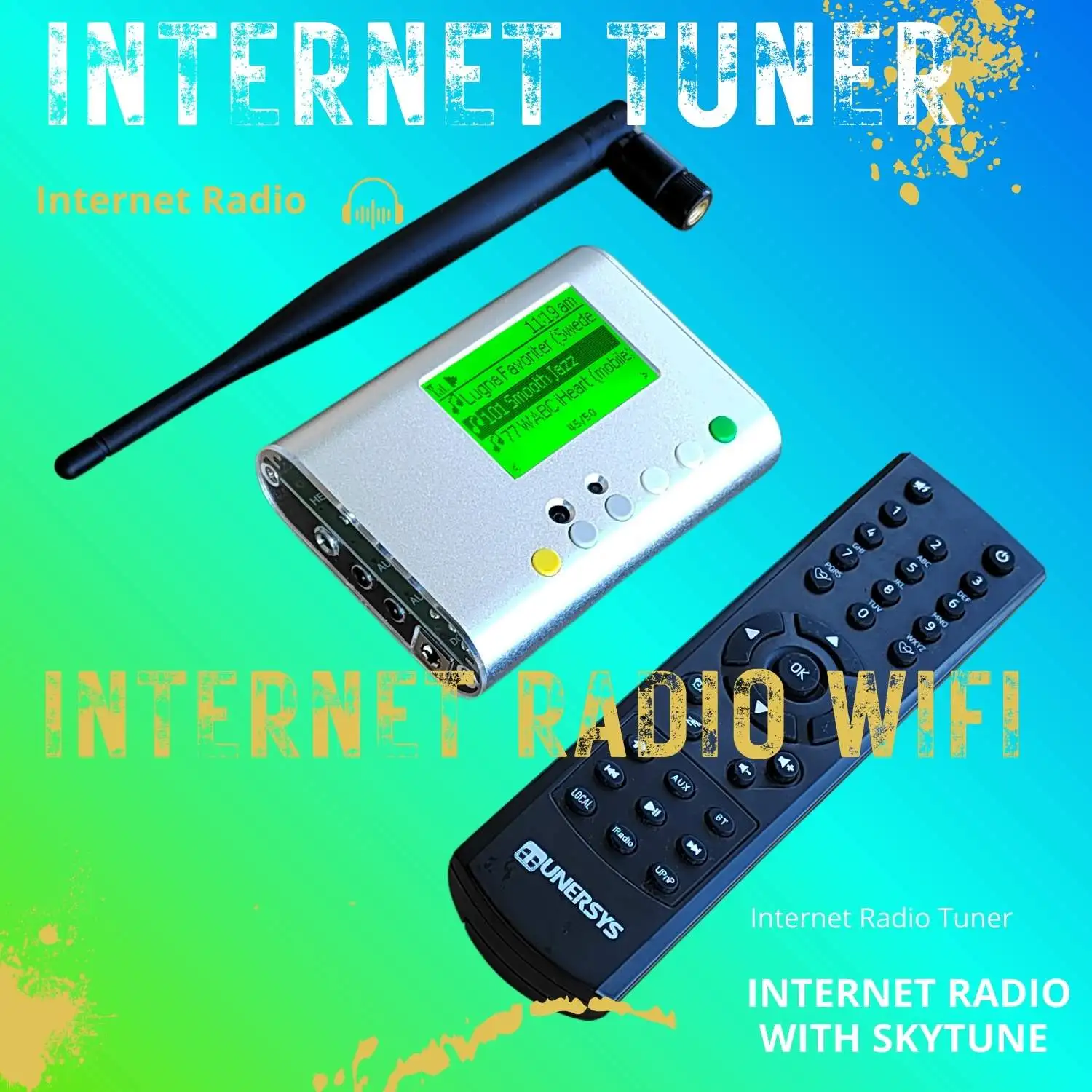WiFi Internet Radio Tuner Player Music Alarm Sleep Clock Bluetooth Stereo Network Receiver Headphone Amplifier AUX in Line Out