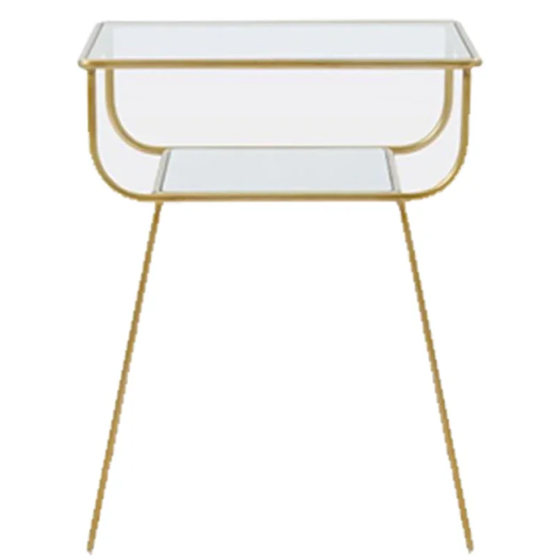 

Minimalist gold edge few modern simple sofa corner few bedroom tempered glass bedside table