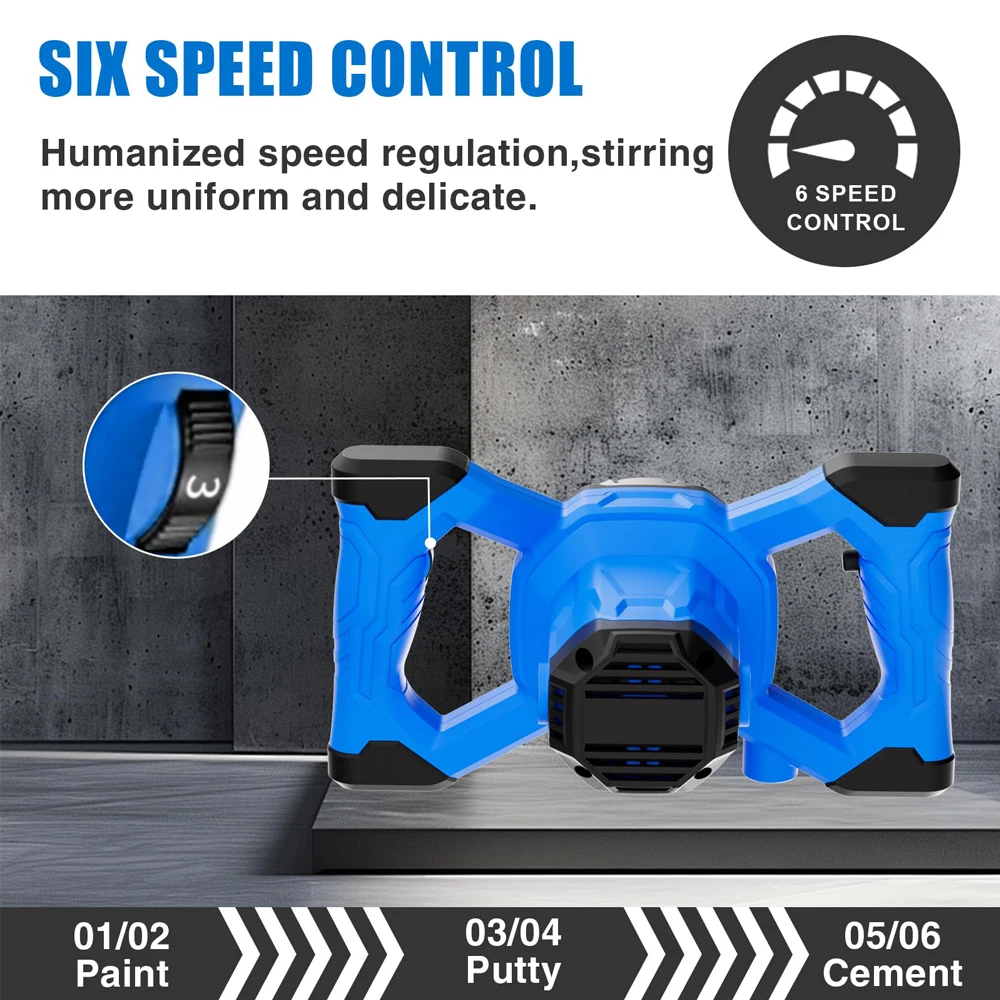Powerful Handheld Electric Concrete Mixer Portable Mortar Mixer 6-Speed Adjust Corded Mixing Machine For Cement,Paint,Mud,Mortar