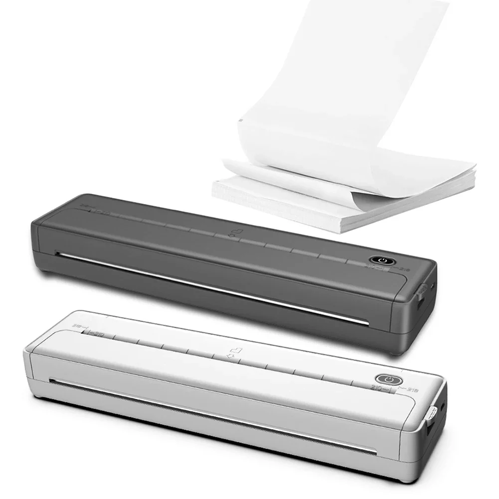 A4 Portable Thermal Printer 203DPI Inkless Mini Printer Bluetooth Wireless Mobile Printer with 100/200 Sheets Printing Paper