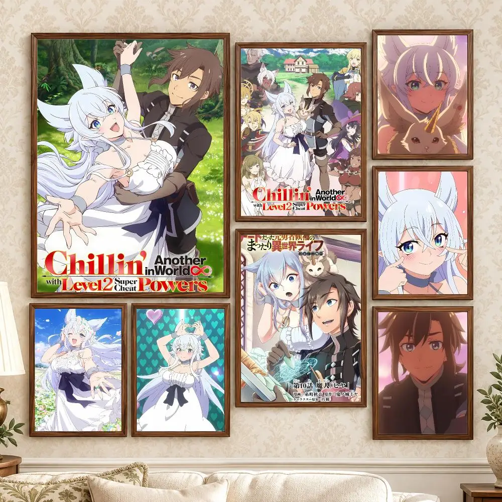 Cozy Magical Anime Chillin In Another World Level Two Poster Wall Art For Bedroom Living Room Home Decor Holiday Birthday Gift