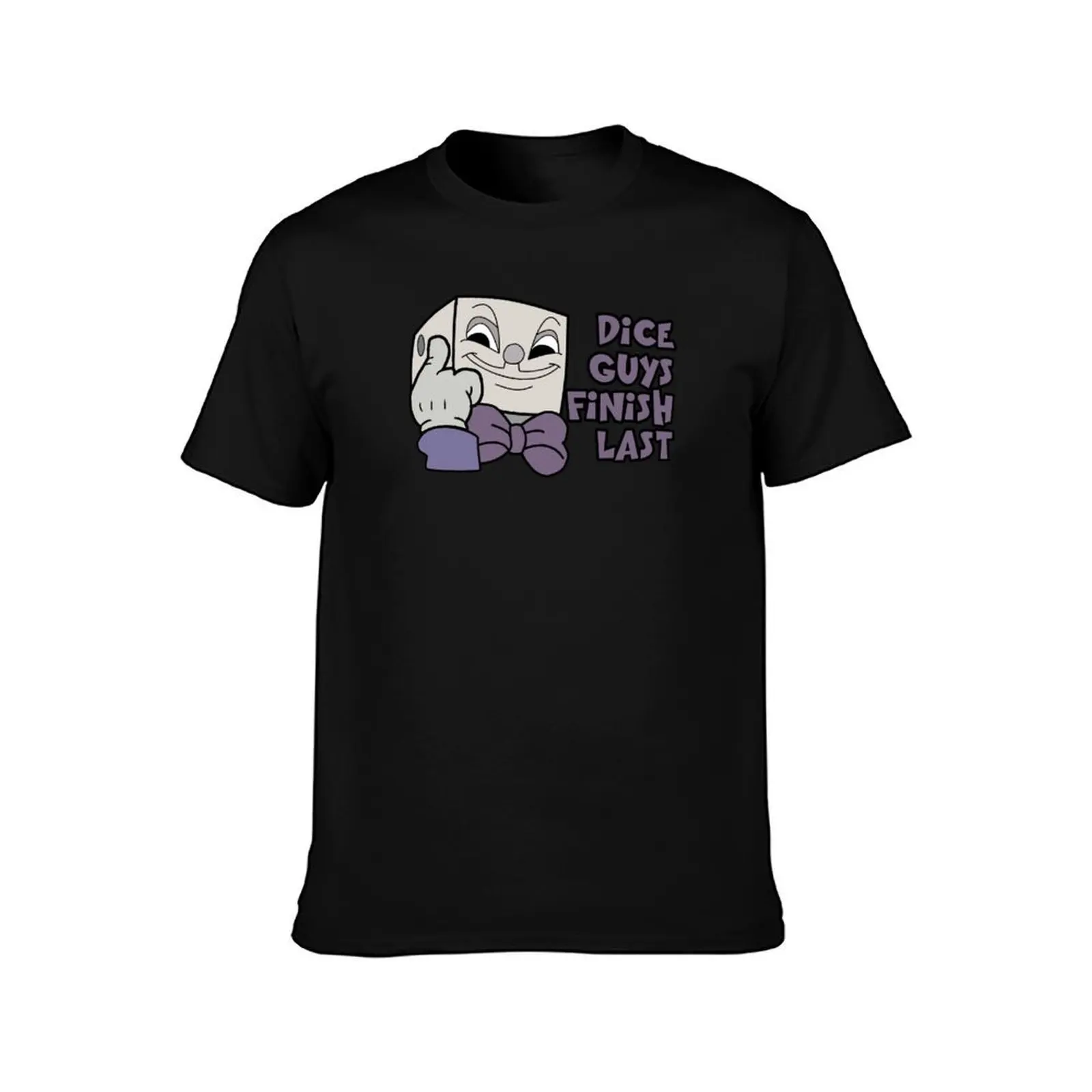 Dice Guys Finish Last - Cuphead T-Shirt, Summer Casual Cotton Tee, Oversized Streetwear Tops, Vintage Graphic Print, 100% Cotton