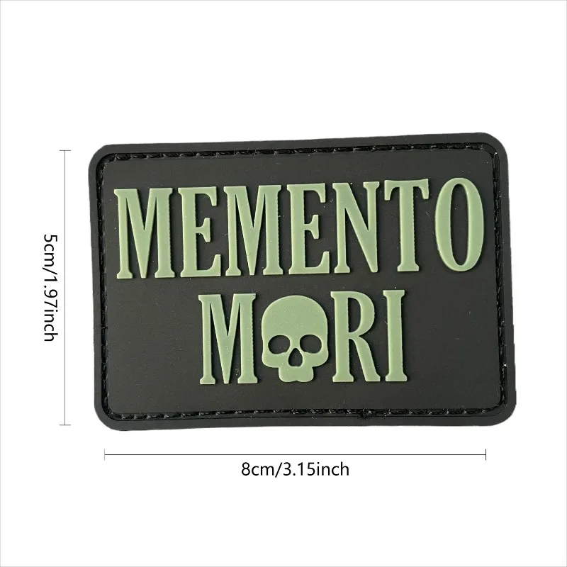 Memento Mori Tactical Patch 3D PVC Luminous Military Armband Morale Badge DIY Hook and Loop Patches Backpack Accessories