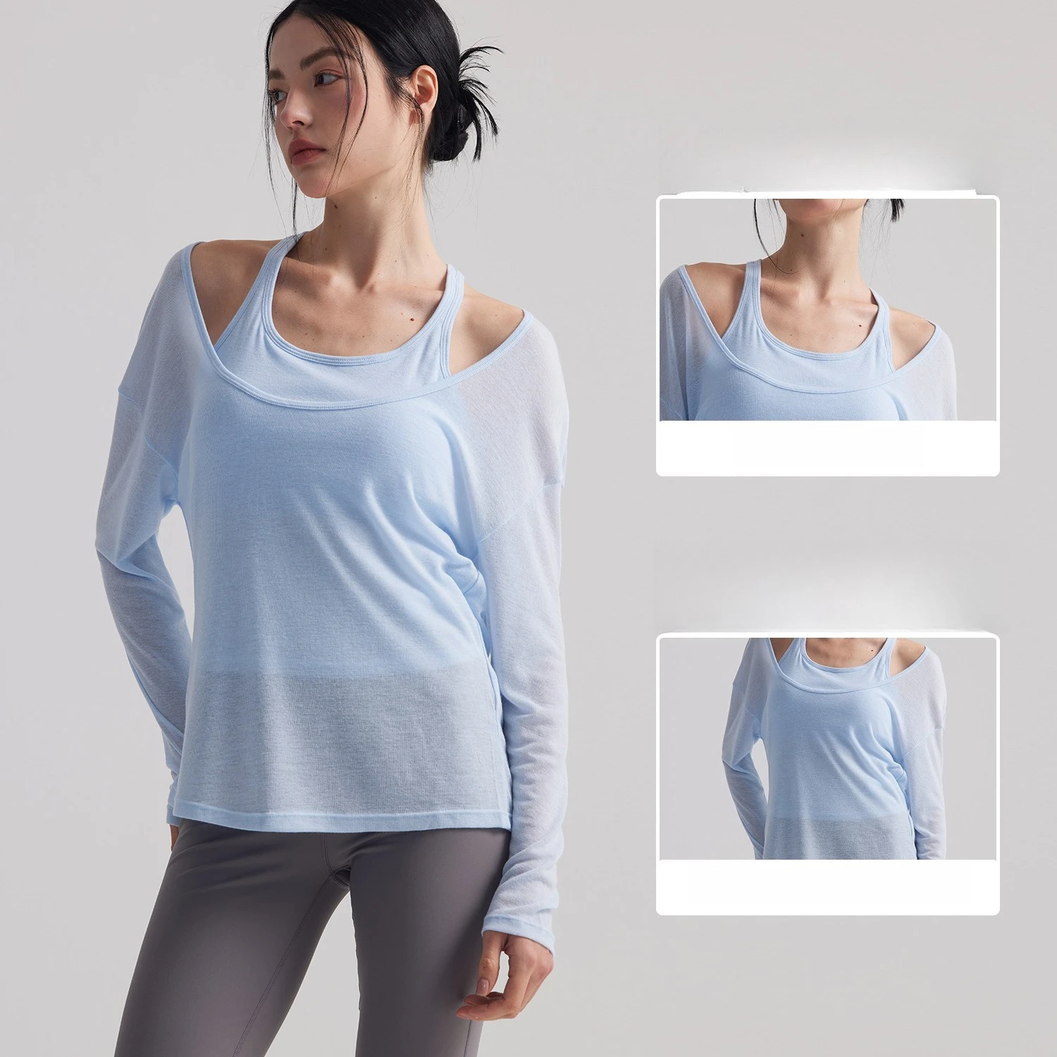 女性用ルーズセミシアー長袖アスレチックヨガチュニックトップピ - Yoga Fitness Outfit のレビューと価格