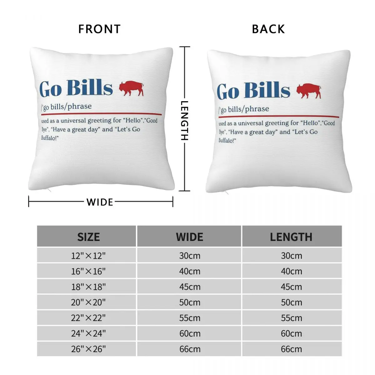 Go Bills Definition Square Pillowcase Polyester Linen Velvet Printed Zip Decorative Throw Pillow Case Sofa Cushion Cover 45x45