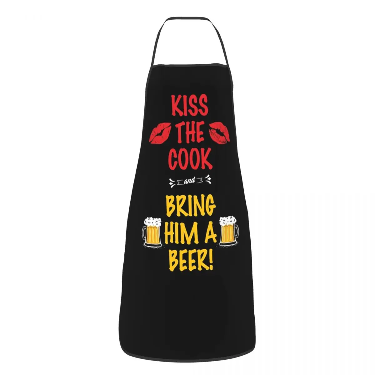 Funny Kiss The Cook And Bring Him A Beer Bib Aprons Women Men Unisex Kitchen Chef Tablier Cuisine for Cooking Baking Gardening