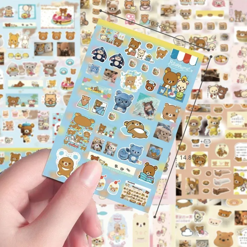 Rilakkuma Cartoon Stickers Cute Bear Decorative Stickers Waterproof Scrapbook Notepad Diary Decorative Labels