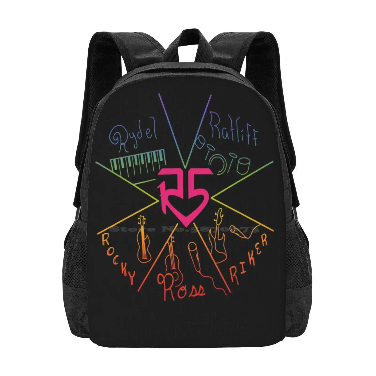 R5 Rainbow Names And Instruments Hot Sale Schoolbag Backpack Fashion Bags R5 Ross Lynch Riker Lynch Rocky Lynch Ellington