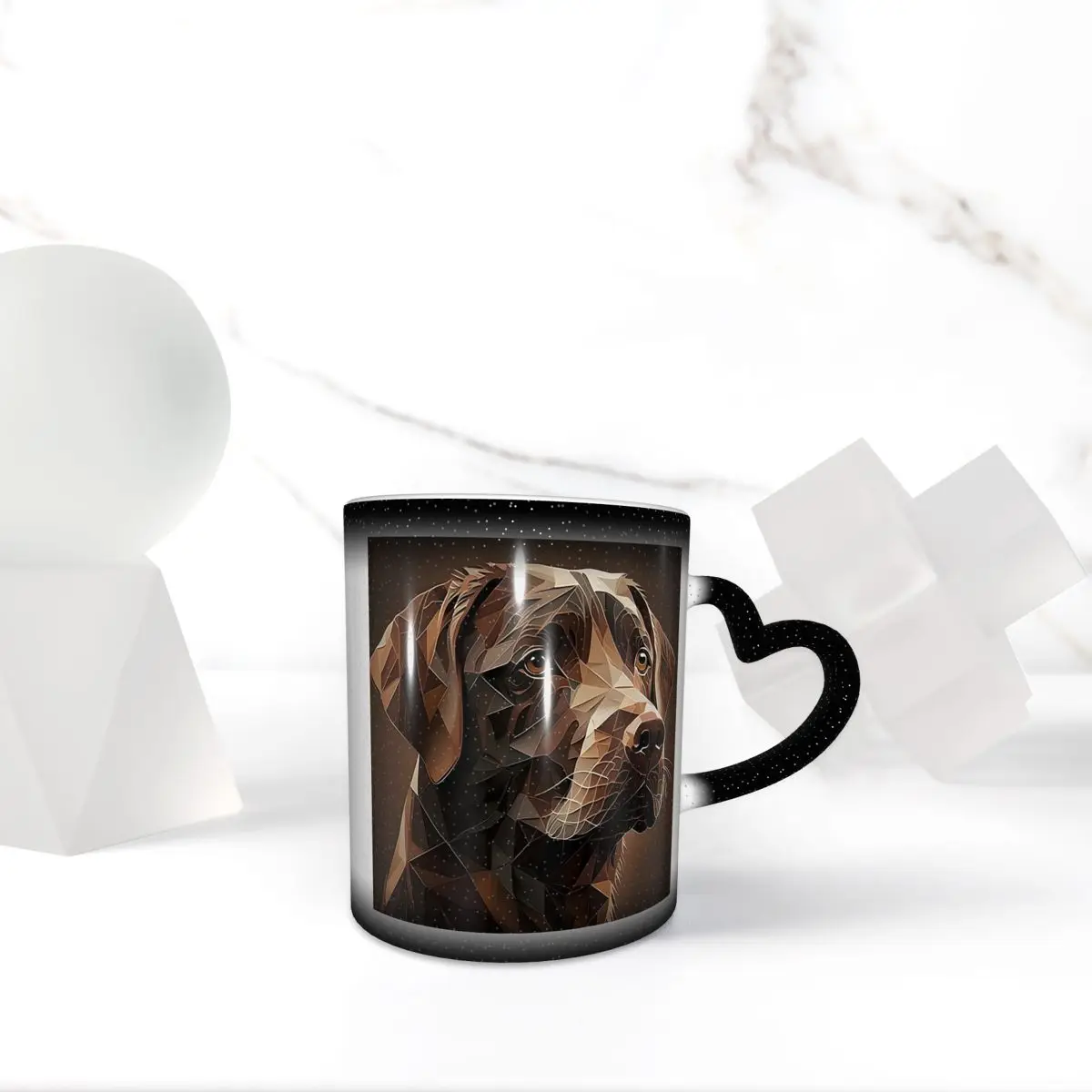 Taza con ilustraciones geométricas Choco A Chocolate Labrador, divertidas tazas de café de cerámica, tazas de té, taza de leche, regalos para amigos