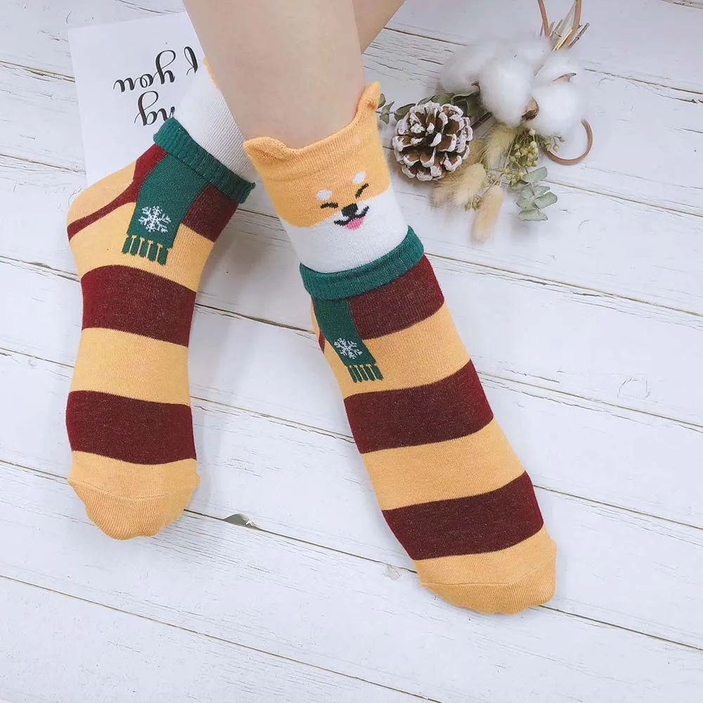 5 pairs lot pack women socks autumn winter Cartoon cute cotton Warm korean japanese style fashion ins funny happy scarf Kawaii