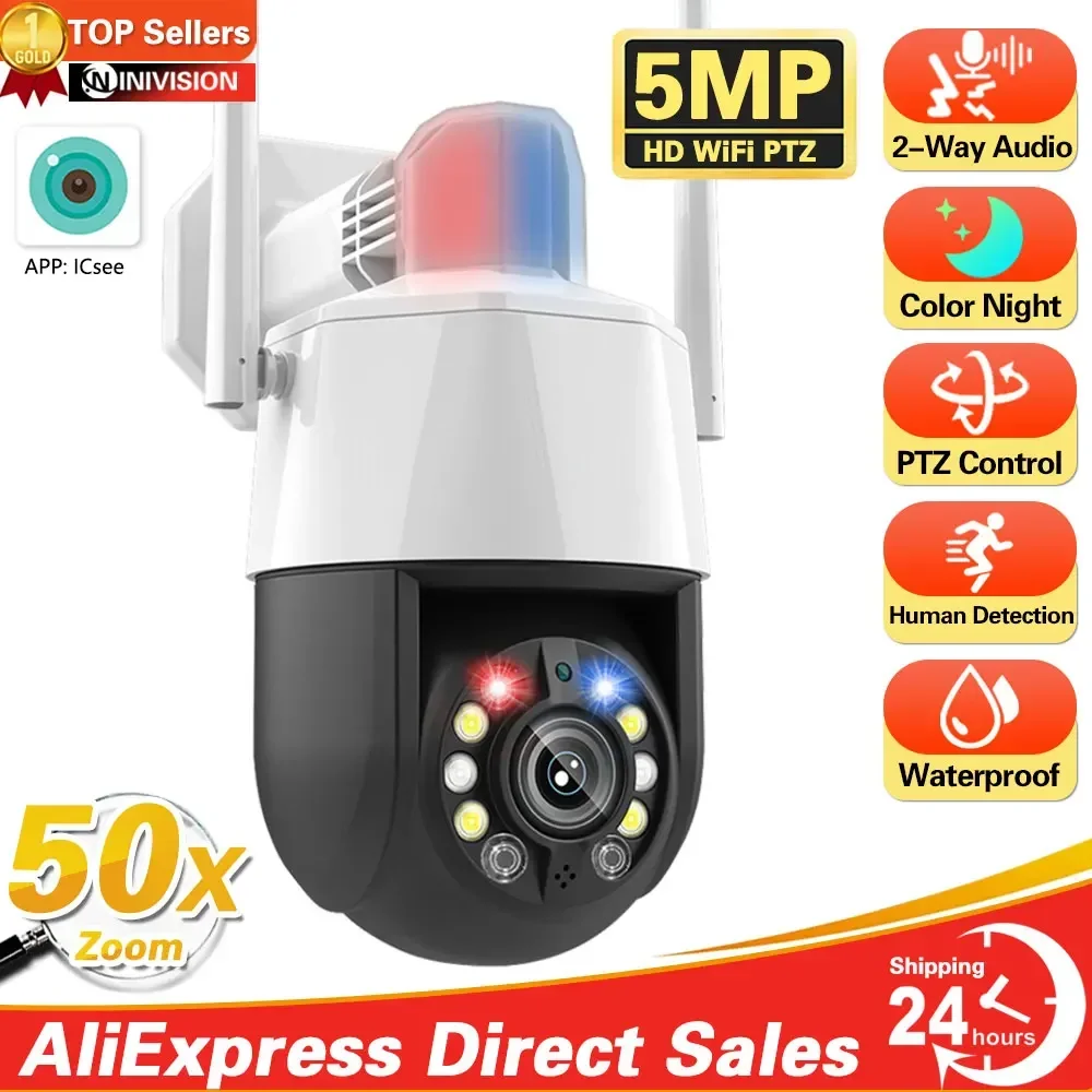 

30X 50X Optical Zoom 5MP HD Wifi PTZ IP Security Camera ICSee 2 Way Audio Outdoor Waterpoof Wireless CCTV Surveillance Camera