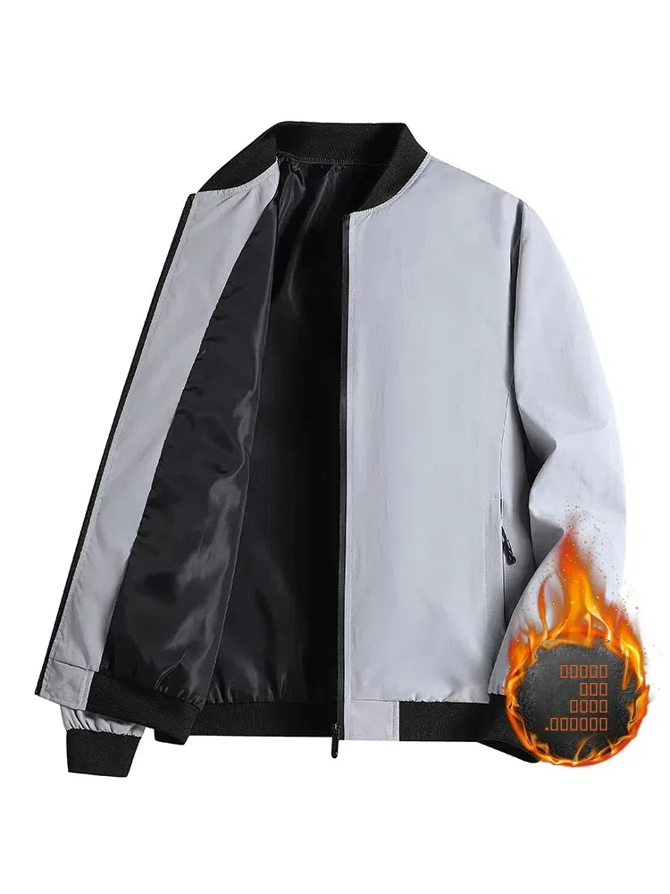 الرجال البيسبول طوق Jaet Thiened Fce فضفاضة تناسب ملابس خارجية دافئة عادية Sle أربعة مواسم ألياف البوليستر سستة إغلاق #4