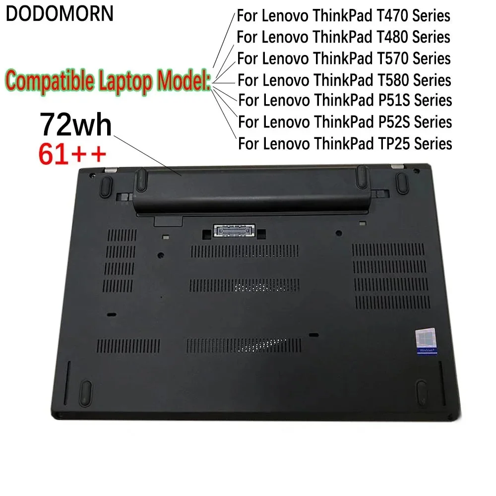 Imagem -03 - para Lenovo Thinkpad T470 T480 T570 T580 P51s P52s A475 A485 Série Bateria do Portátil 61 ++ 10.8v 72wh 6600mah 01av427 Sb10k97584