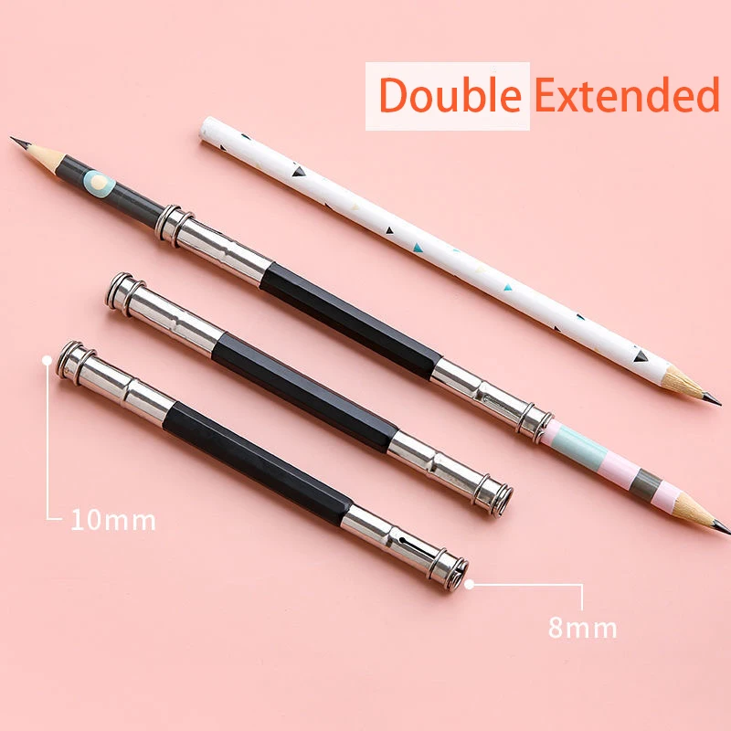 3pcs Adjustable Pencil Extender Dual-Head Single Head Pencil Lengthener Extender Holder Sketch School Writing Tool Art Supplies