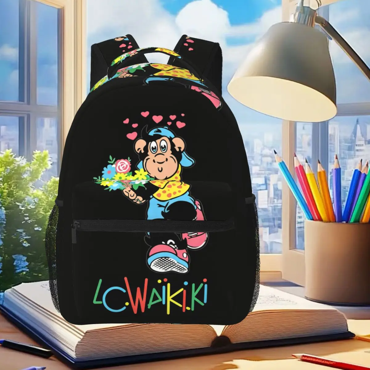 Funny Lc Waikiki Monkey Print Backpack Student Boys Girls BookBag Children School Bag Laptop Shoulder Bags for Men Women
