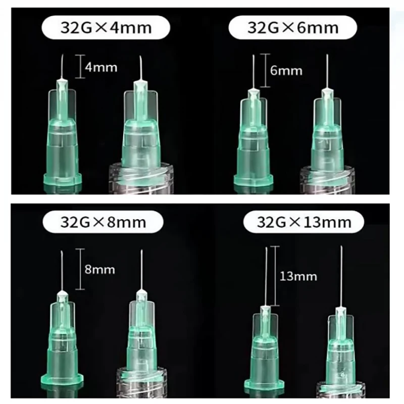 Recommend 32G Ultra Fine Sterile Injection Needles 4MM 6MM 8MM 13MM Multi-Size Disposable Needles for Mesotherapy,100pcs/box