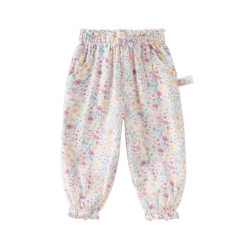 Dave Bella Girls Baby Pants Summer Loose Comfortable Fashion Casual Sweet Cute Children's Print Pants Sport Outdoor DB2251282