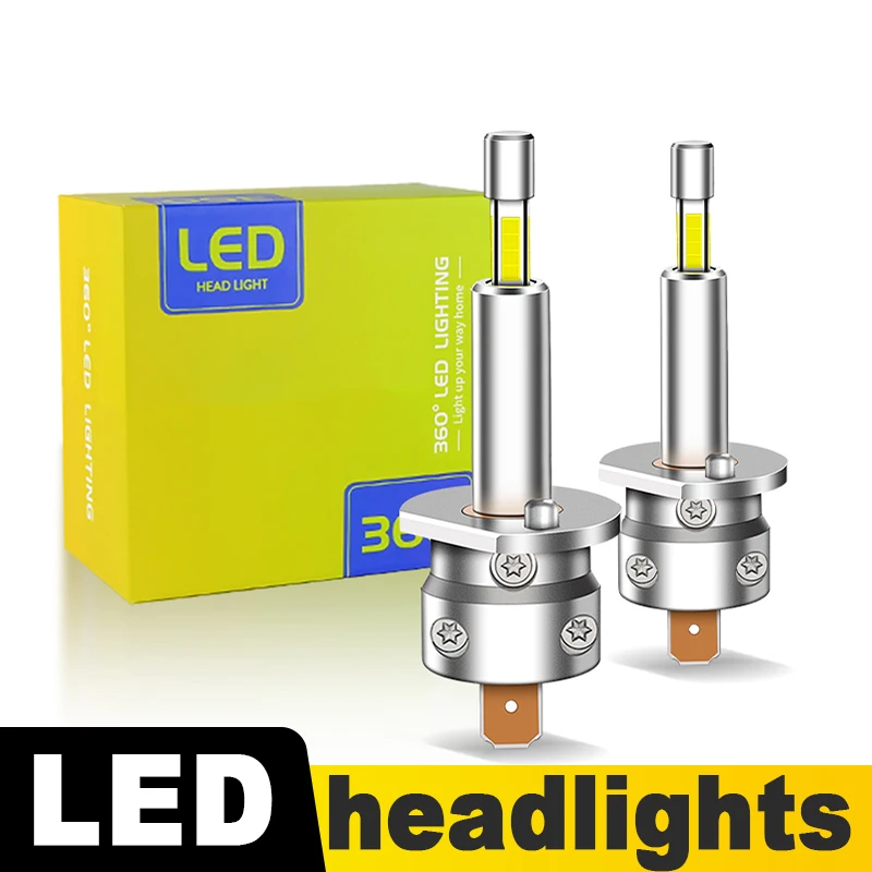 1/2X H4 HB2 LED Headlight H1 H3 Hi/Lo Beam Lamp H8 H9 H11 9005 HB3 9006 HB4 Fog Light 360° 1:1 Mini Size 15000LM Car Accessories