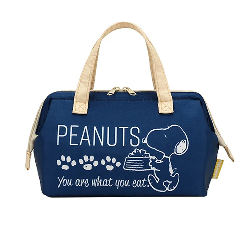 Snoopy Portable Lunch Bag Thermal Insulated Canvas Tote Pouch Cartoon School Bento Picnic Food Storage for Women Girl Children