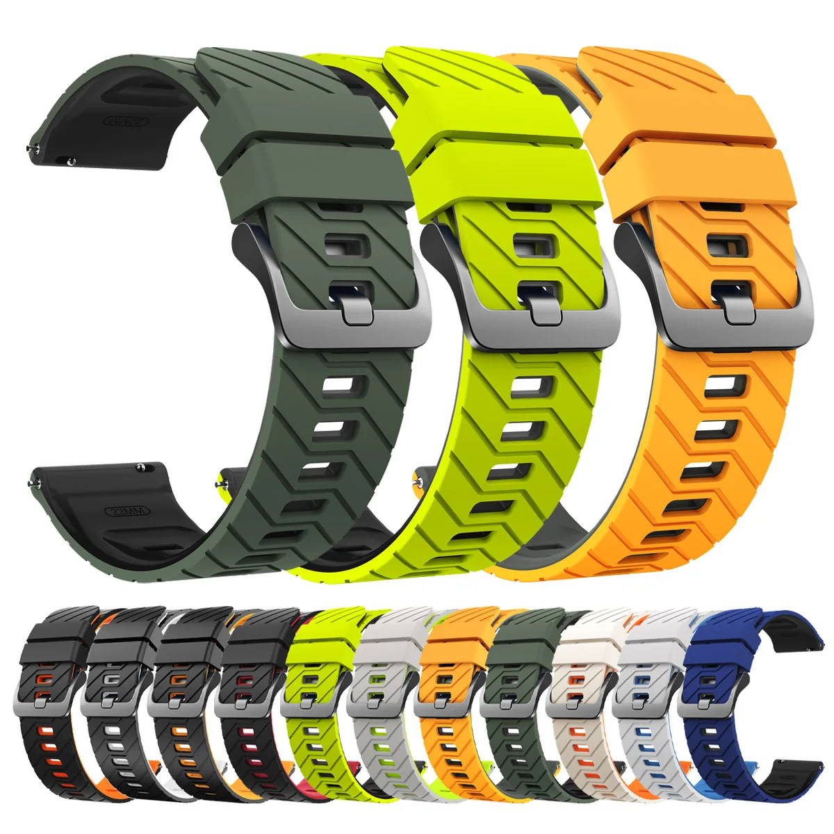 22mm Watch Band For Huami Amazfit Cheetah 2 Ultra 48mm/BALANCE 2/Bip MAx 6 5/GTR 4 3 Silicone Strap for HUAWEI GT6 46mm Bracelet