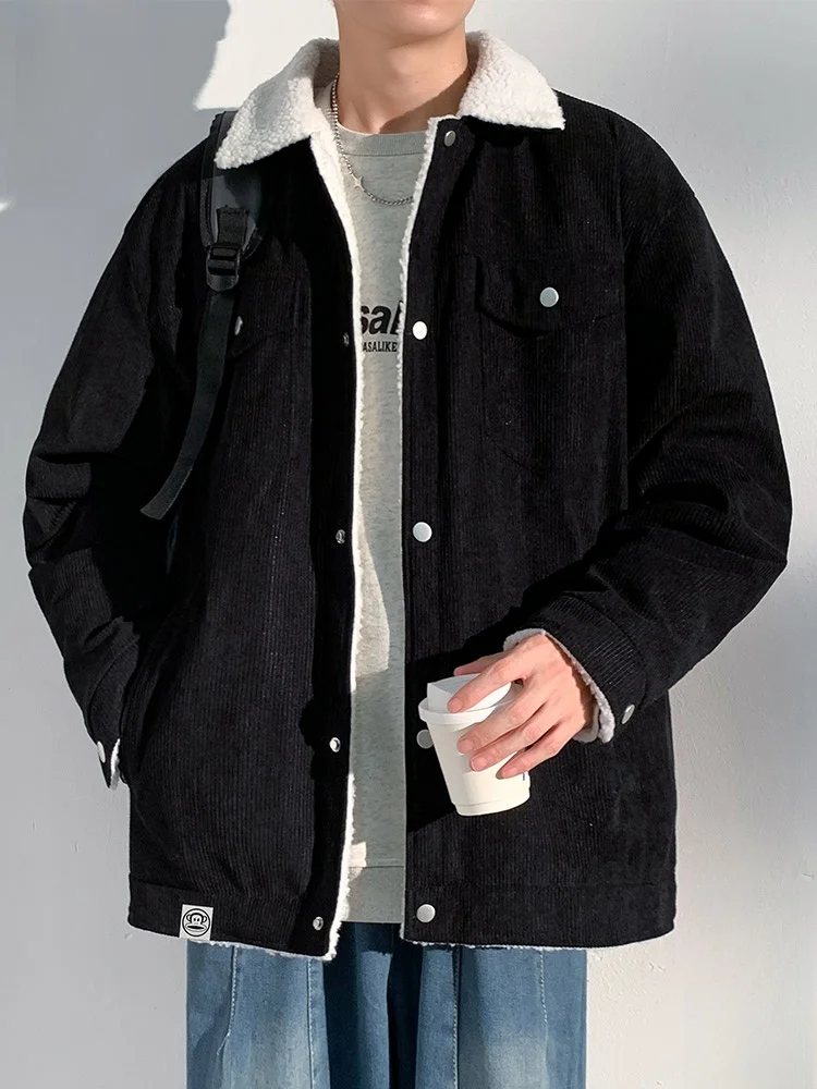 

PaulFrank Retro Corduroy Jaet Men's Spring Autumn New Fce Lined Trendy Brand Lamb Velvet Outerwear Large Mouth Monkey