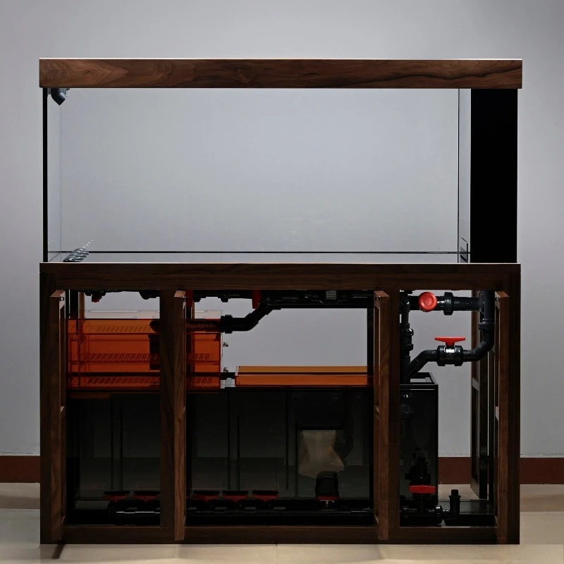 Universal version screen model, North American black walnut log bottom cabinet, ultra-white bottom filter fish tank