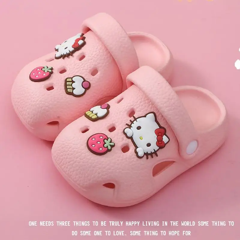 

Sanrio Children Cartoon Slippers Hello Kitty Girl Anti-Slippery Wear-Resisting Sandals Fashion Kawaii Garden Shoes Beach Soft