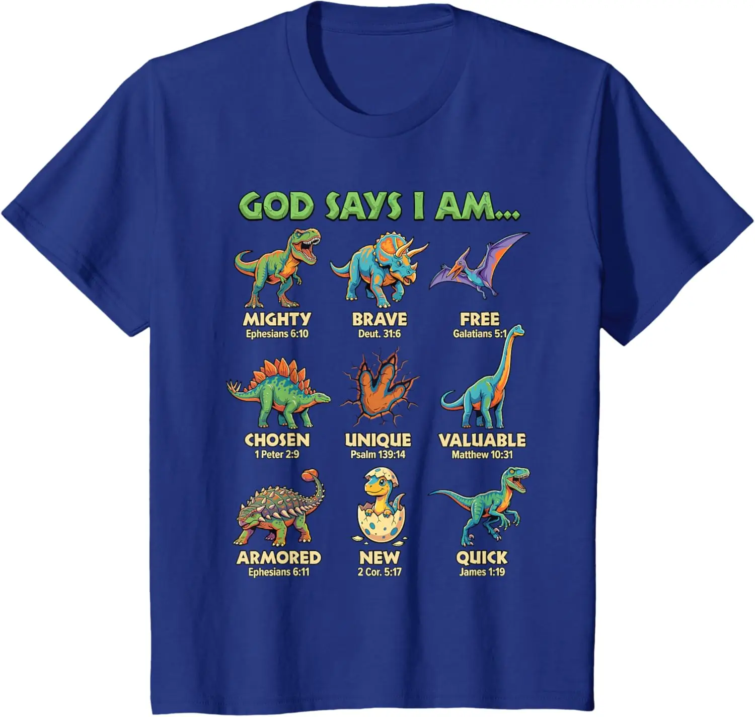 God Says I Am Bible Verses Dinosaurs for Christian Boys T-Shirt Cotton Short Sleeve Tee Gifts for Kid Graphic T Shirts