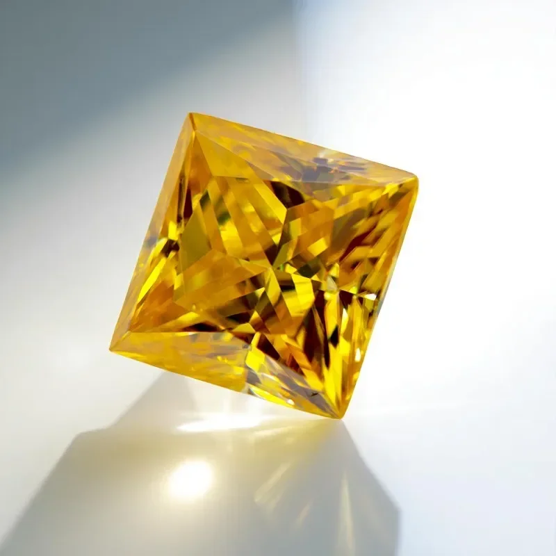 

Камень муассанит золотого и желтого цвета с сертификатом GRA, огранка принцессы VVS1, подвески из драгоценных камней, бусины для изготовления ювелирных изделий