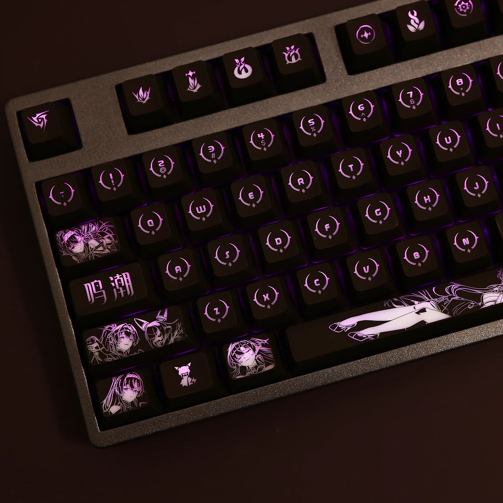 

104 Keys/Set Game Wuthering Waves Wuwa Yinlin Backlit Keycap SWS Black Hole Edition Mechanical Keyboard Keycaps for Corsair K95