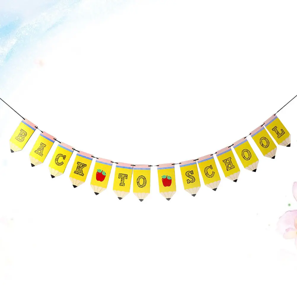 Back to School Bunting Colorful Hanging Starting School Party Pull Flag First Day Classroom Decoration Party Pull Flag
