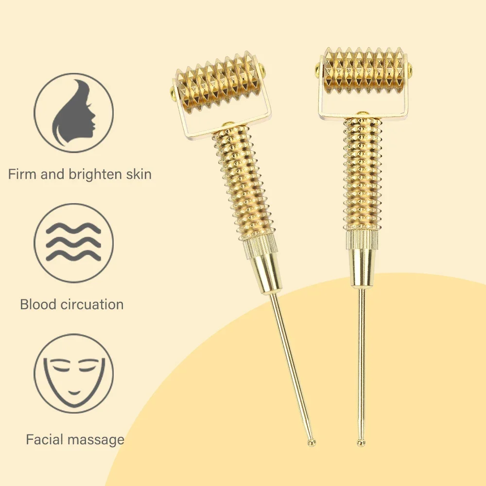 2 en 1 Masseur de visage Sonde de points d\'acupuncture d\'oreille Points d\'acupuncture Sonde d\'aiguille Rouleau à ressort de serrage du visage