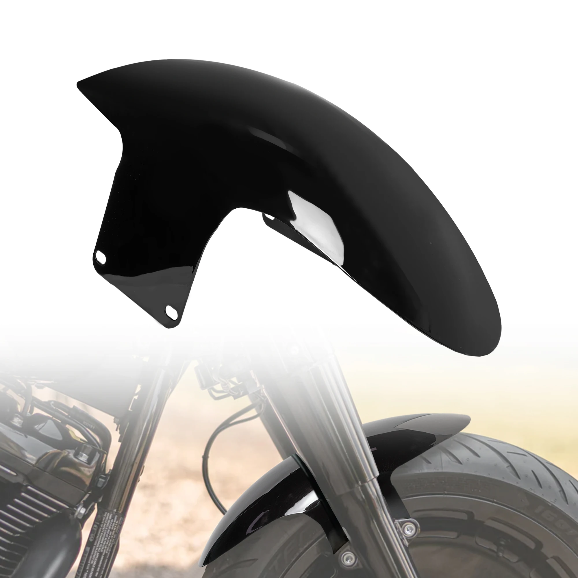 Motorcycle Front Steel Fender for Harley Fatboy 2018-up, Short Mudguard, Gloss Black, Vehicle Specific Fit