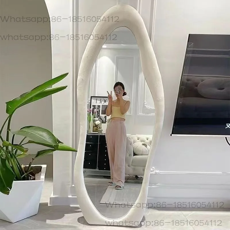 Modern full-length mirror wrapped makeup mirror irregular bedroom hotel flannel for girls 160cm glass wall