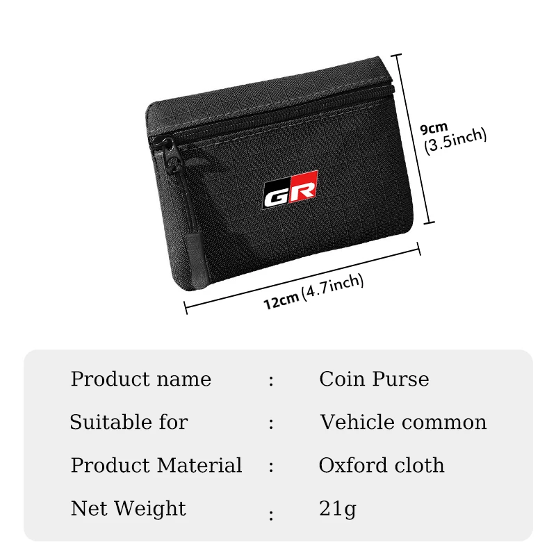 For Toyota Oxford Cloth Water-proof Car Coin Purse Cash Storage Bag Zipper Money Bag GR Sport Gazoo Racing Yaris 86 Corolla view 6