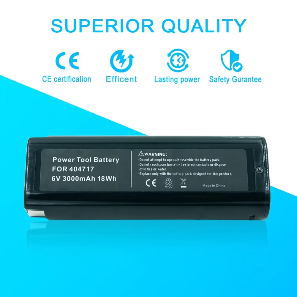 LERRONX High Quality 6V 3000mAh 3.0Ah NI-MH Rechargeable Battery Replacement for Power Tools Paslode 404717 B20544E BCPAS-404717