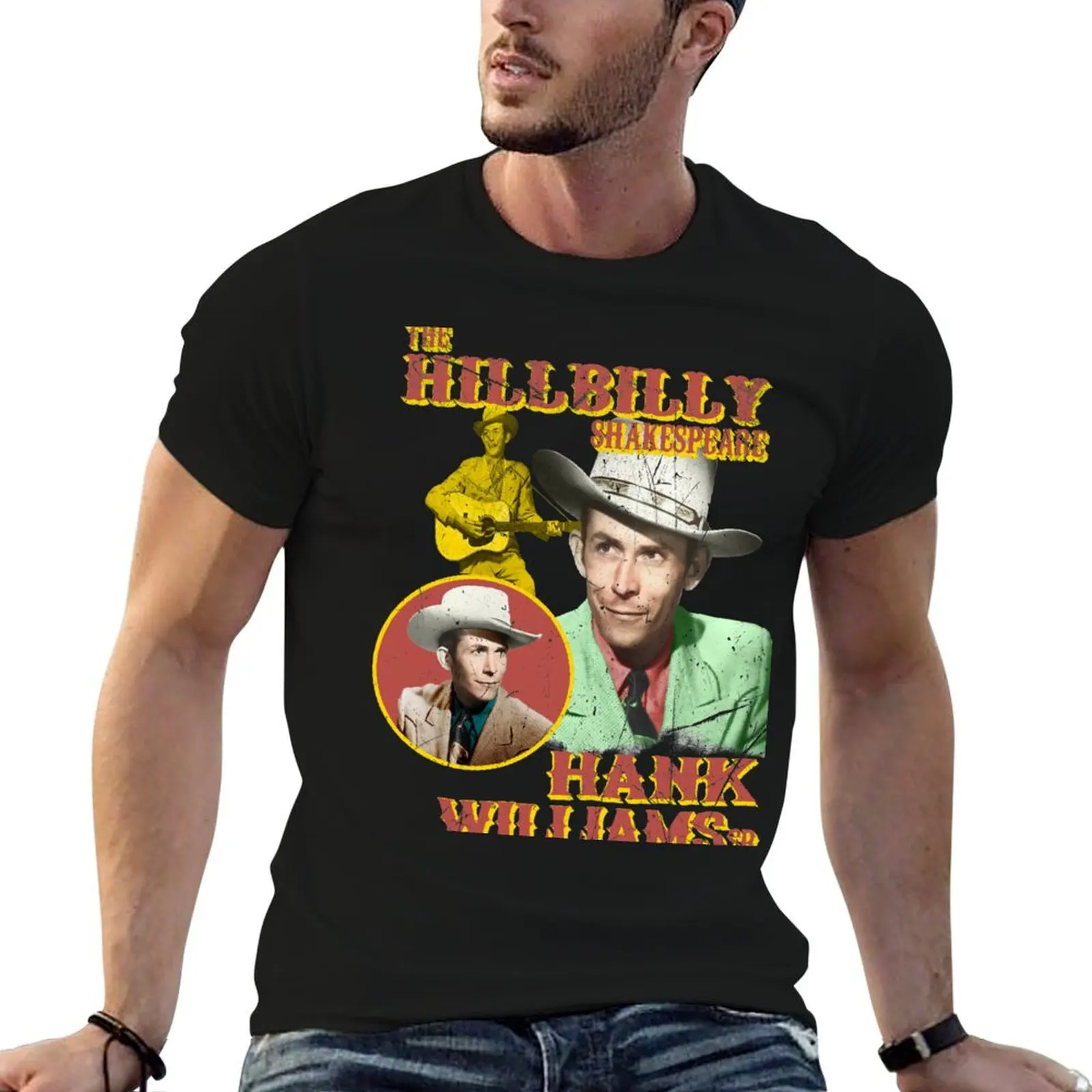 

Hillbilly Shakespeare-Old Hank Distressed T-Shirt man t shirt designer man t shirts for men casual T-Shirt