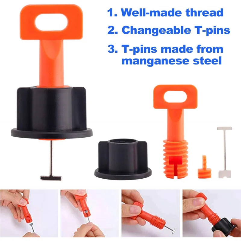 Tile Leveling System Kit with 100pcs Tile Leveler & 2 Special Wrenches & 500pcs 2mm Tile Spacers